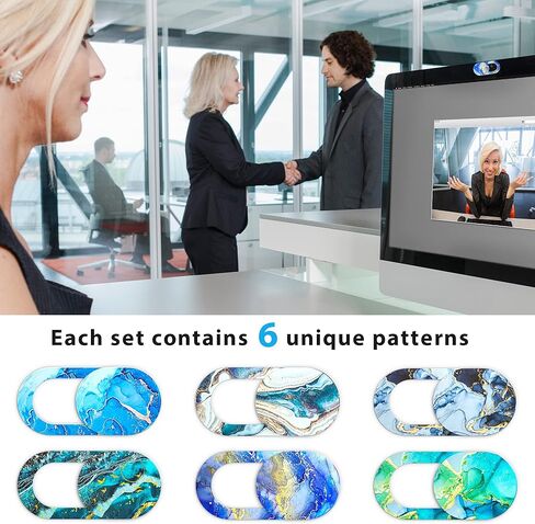 شريحة غطاء كاميرا الويب، حاجز الكاميرا للكمبيوتر المحمول لحماية خصوصيتك وأمانك، غطاء كاميرا الكمبيوتر المحمول منزلق رفيع جدًا يناسب جهاز MacBook Air Pro iPhone iPad (مجموعة المحيط والرخام 6 قطع) in Kuwait