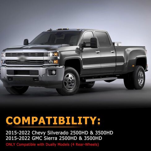 Gempro LED مصابيح علامة جانبية للحاجز المزدوج لـ 2015-2023 Chevy Silverado GMC Sierra 2500 3500 Amber Red Dual Wheel Rear Wheel Marker Lamps، Smoked Len 4PCS in Kuwait