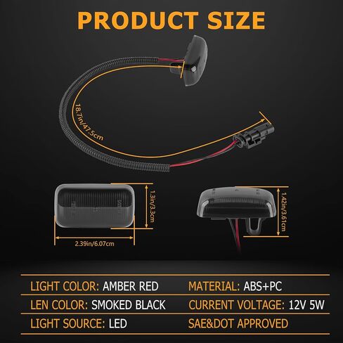 Gempro LED مصابيح علامة جانبية للحاجز المزدوج لـ 2015-2023 Chevy Silverado GMC Sierra 2500 3500 Amber Red Dual Wheel Rear Wheel Marker Lamps، Smoked Len 4PCS in Kuwait