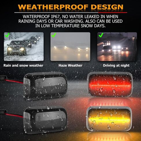 Gempro LED مصابيح علامة جانبية للحاجز المزدوج لـ 2015-2023 Chevy Silverado GMC Sierra 2500 3500 Amber Red Dual Wheel Rear Wheel Marker Lamps، Smoked Len 4PCS in Kuwait