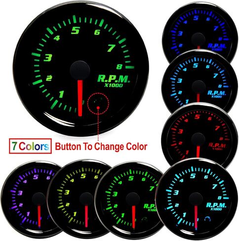 ARTILAURA مقياس سرعة الدوران 2 "52 مللي متر 7 اللون Tacometro متر 0-8000 دورة في الدقيقة LED Tacho مقياس متر ل 12 فولت العالمي السيارات السيارات in Kuwait