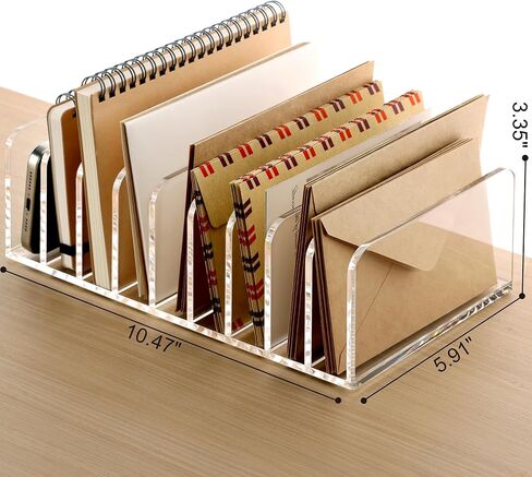 SANRUI Clear Desk Mail Organizer, 9 Compartments Acrylic Office Document Sorter File Storage Holders, Multifunction Letter Folder Racks Holders for Office,Home, School Desktop Organization in Saudi Arabia