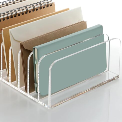 SANRUI Clear Desk Mail Organizer, 9 Compartments Acrylic Office Document Sorter File Storage Holders, Multifunction Letter Folder Racks Holders for Office,Home, School Desktop Organization in Saudi Arabia