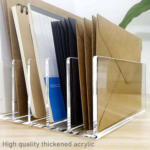 منظم ملفات مكتب من الأكريليك الشفاف، حامل منظم مكتب مكون من 6 أقسام، فارز مستندات متعدد الوظائف للبريد والرسائل وتخزين المجلدات وتنظيم مكتب المنزل أو المدرسة in Kuwait