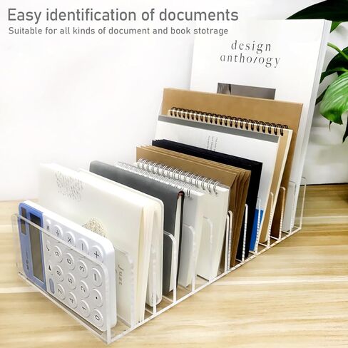 منظم ملفات مكتب من الأكريليك الشفاف، حامل منظم مكتب مكون من 6 أقسام، فارز مستندات متعدد الوظائف للبريد والرسائل وتخزين المجلدات وتنظيم مكتب المنزل أو المدرسة in Kuwait