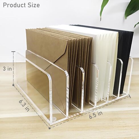 منظم ملفات مكتب من الأكريليك الشفاف، حامل منظم مكتب مكون من 6 أقسام، فارز مستندات متعدد الوظائف للبريد والرسائل وتخزين المجلدات وتنظيم مكتب المنزل أو المدرسة in Kuwait