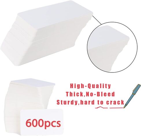 Koogel 600 Pcs Blank Business Cards, 2.2 x 3.5 Inch Blank Thick Playing Cards Index Cards Blank Cards for School Learning Memory Recipe Cards Game Card in Saudi Arabia