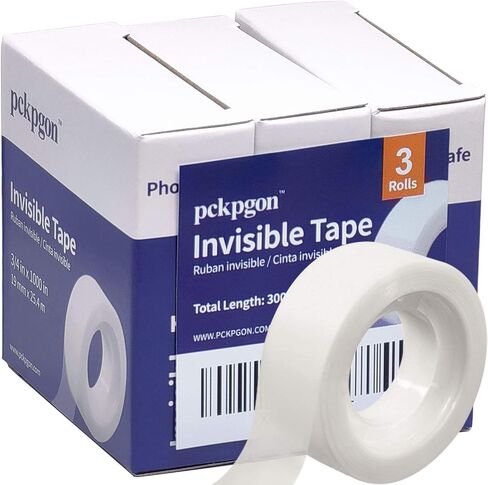 Transparent Tape Invisible Tape Clear Tape for Office Home School Use, 3/4 x 1000 Inches, Pack of 6, Boxed, Tape Refill for Dispenser, Frosted and Invisible on Paper, Great for Correction and labeling in Saudi Arabia