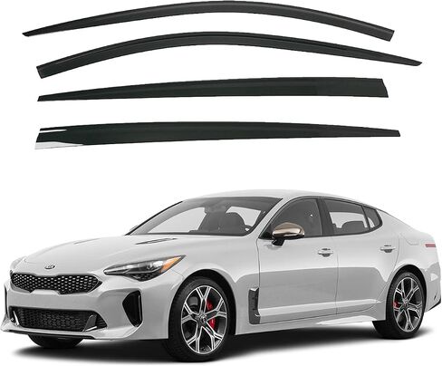 مجموعة 4 قطع من واقيات النوافذ من شريط AUTOCLOVER لسيارة Kia Stinger 2017 2018 2019 2020 2021 2022 2023 / عاكسات النوافذ، ظلال فتحات التهوية خارج القناة (مدخنة) in Saudi Arabia
