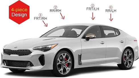 مجموعة 4 قطع من واقيات النوافذ من شريط AUTOCLOVER لسيارة Kia Stinger 2017 2018 2019 2020 2021 2022 2023 / عاكسات النوافذ، ظلال فتحات التهوية خارج القناة (مدخنة) in Saudi Arabia