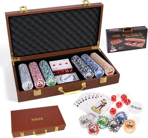 Poker Chips Set- 300PCS Poker Chips with Leather Case, 11.5 Gram Chips Set in Saudi Arabia