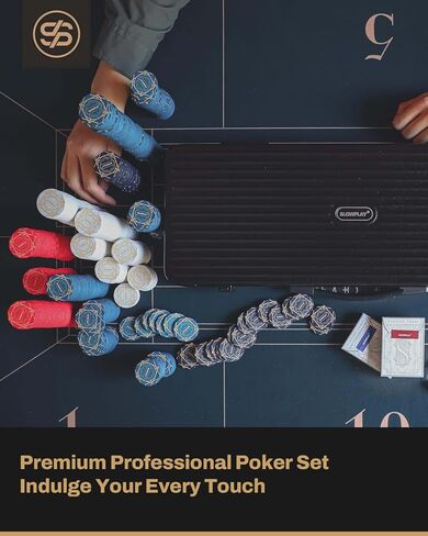 مجموعة رقائق البوكر الخزفية SLOWPLAY Nash لـ Texas Hold'em، 300 قطعة [بقيم مرقمة]، 39 ملم و10 جرام لكل منها | يتميز بحافظة شرائح متطورة مع غلاف بولي كربونات ألماني متين للغاية in Kuwait