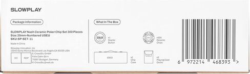 مجموعة رقائق البوكر الخزفية SLOWPLAY Nash لـ Texas Hold'em، 300 قطعة [بقيم مرقمة]، 39 ملم و10 جرام لكل منها | يتميز بحافظة شرائح متطورة مع غلاف بولي كربونات ألماني متين للغاية in Kuwait