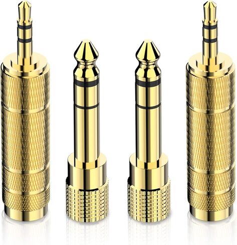 محول سماعة الرأس DIGITNOW 6.35 مم (1/4 بوصة) ذكر إلى 3.5 مم (1/8 بوصة) أنثى وقابس ذكر 3.5 مم إلى مقبس أنثى 6.35 مم، محولات محول صوت ستيريو TRS (4 عبوات مطلية بالذهب) in Kuwait