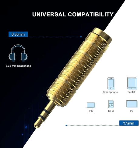 محول سماعة الرأس DIGITNOW 6.35 مم (1/4 بوصة) ذكر إلى 3.5 مم (1/8 بوصة) أنثى وقابس ذكر 3.5 مم إلى مقبس أنثى 6.35 مم، محولات محول صوت ستيريو TRS (4 عبوات مطلية بالذهب) in Kuwait