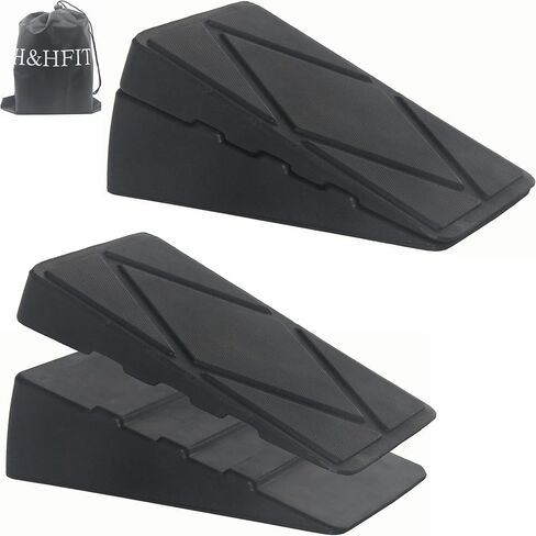 Squat Wedge Block 2 Set (4PCS) Adjustable Rubber Non-Slip Squat Ramp for Heel Elevated Squat and Weight Lifting Improve Mobility Balance and Strength Performance in Kuwait