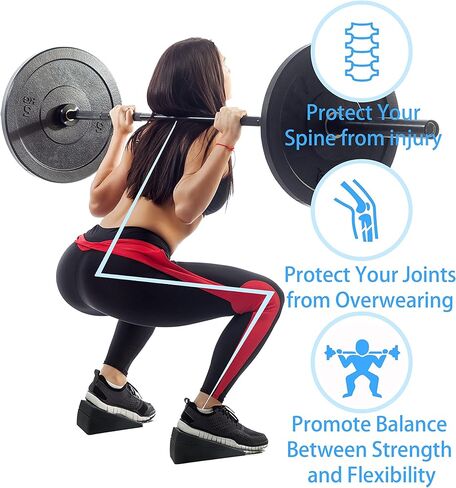 Squat Wedge Block 2 Set (4PCS) Adjustable Rubber Non-Slip Squat Ramp for Heel Elevated Squat and Weight Lifting Improve Mobility Balance and Strength Performance in Kuwait