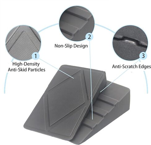 Squat Wedge Block 2 Set (4PCS) Adjustable Rubber Non-Slip Squat Ramp for Heel Elevated Squat and Weight Lifting Improve Mobility Balance and Strength Performance in Kuwait