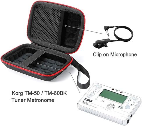 حقيبة سفر صلبة لجهاز كورج TM-50 / TM-60BK موالف المسرع ومشبك على الميكروفون، حقيبة تخزين واقية للحمل - أسود (بطانة سوداء) in Kuwait