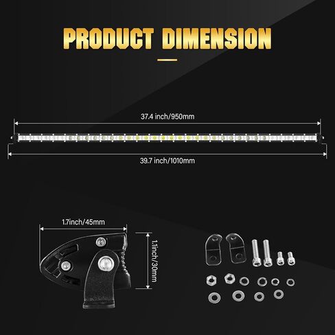 SKYWORLD 37inch 180W Single Row LED Light Bar Spot Flood Combo Beam Fog Light 6000K 95cm Slim Car Lamp Offroad Driving Lights for Truck Car ATV SUV 4X4 4WD Tractor SUV in Saudi Arabia