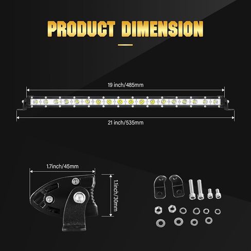SKYWORLD 37inch 180W Single Row LED Light Bar Spot Flood Combo Beam Fog Light 6000K 95cm Slim Car Lamp Offroad Driving Lights for Truck Car ATV SUV 4X4 4WD Tractor SUV in Saudi Arabia