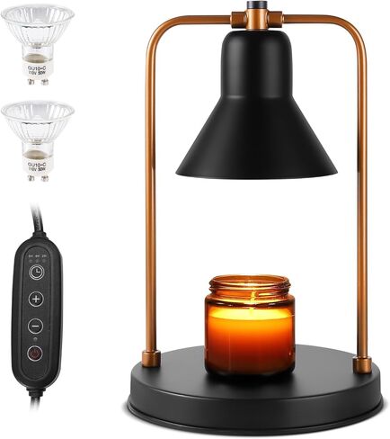 Candle Warmer Lamp with Timer & Dimmer, No Flame Scented Adjustable Electric Candles Warmer Lamp for Jar Wax - Black in Kuwait