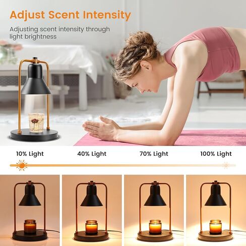 Candle Warmer Lamp with Timer & Dimmer, No Flame Scented Adjustable Electric Candles Warmer Lamp for Jar Wax - Black in Kuwait