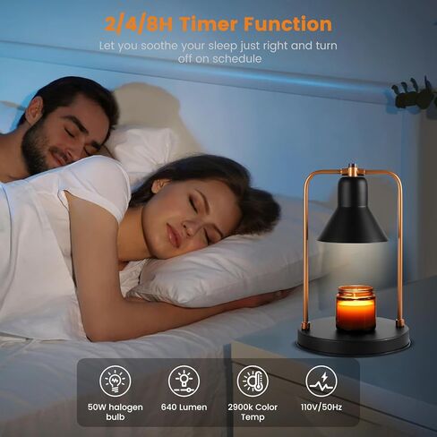Candle Warmer Lamp with Timer & Dimmer, No Flame Scented Adjustable Electric Candles Warmer Lamp for Jar Wax - Black in Kuwait