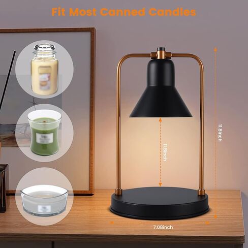 Candle Warmer Lamp with Timer & Dimmer, No Flame Scented Adjustable Electric Candles Warmer Lamp for Jar Wax - Black in Kuwait