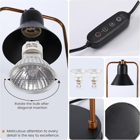 Candle Warmer Lamp with Timer & Dimmer, No Flame Scented Adjustable Electric Candles Warmer Lamp for Jar Wax - Black in Kuwait