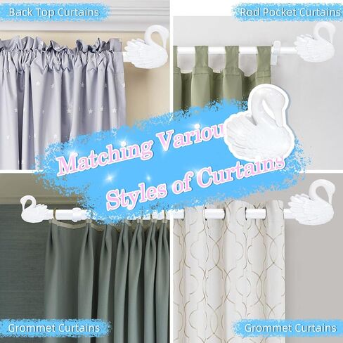 قضيب ستارة مزدوج للنوافذ من 48 إلى 84 بوصة: قضيب ستارة معالجة نافذة مزدوجة بقطر 1 بوصة شديد التحمل - تشطيبات من راتنج البجعة وقضيب ستارة مزدوج أبيض in Kuwait