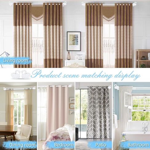 قضيب ستارة مزدوج للنوافذ من 48 إلى 84 بوصة: قضيب ستارة معالجة نافذة مزدوجة بقطر 1 بوصة شديد التحمل - تشطيبات من راتنج البجعة وقضيب ستارة مزدوج أبيض in Kuwait