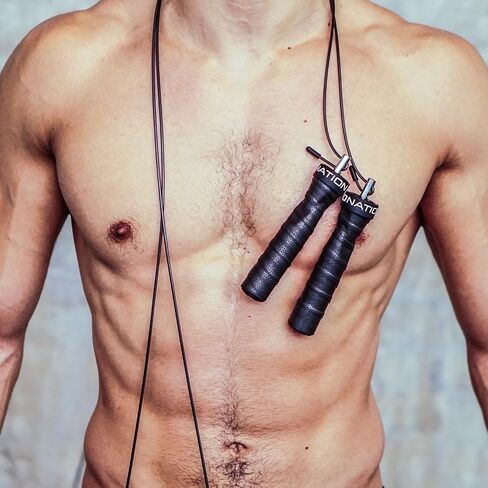 WOD Nation Attack Speed Jump Rope : Adjustable Jumping Ropes : Unique Two Cable Skipping Workout System : One Thick and One Light 11 Foot Cable : Perfect for Double Unders : Men and Women in Saudi Arabia