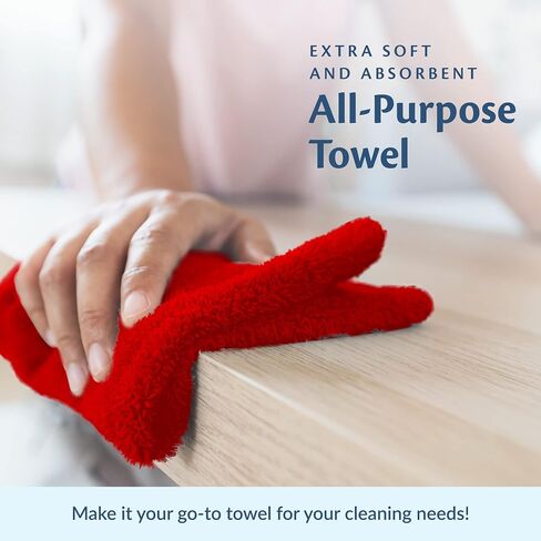 Car Care Essentials Wash Dry and Detail Towels, Set of 12, Red, 100% Ring Spun Cotton, 16" X 27", 4.25 lbs. per dz. Heavy Thick, Premium Multi-Purpose Towels in Saudi Arabia