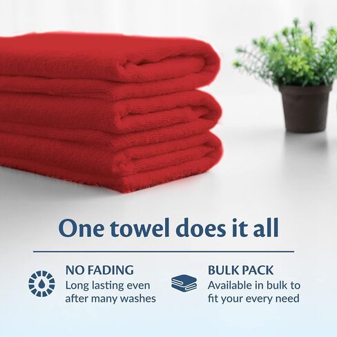Car Care Essentials Wash Dry and Detail Towels, Set of 12, Red, 100% Ring Spun Cotton, 16" X 27", 4.25 lbs. per dz. Heavy Thick, Premium Multi-Purpose Towels in Saudi Arabia