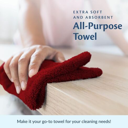 Car Care Essentials Wash Dry and Detail Towels, Set of 12, Red, 100% Ring Spun Cotton, 16" X 27", 4.25 lbs. per dz. Heavy Thick, Premium Multi-Purpose Towels in Saudi Arabia