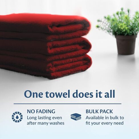 Car Care Essentials Wash Dry and Detail Towels, Set of 12, Red, 100% Ring Spun Cotton, 16" X 27", 4.25 lbs. per dz. Heavy Thick, Premium Multi-Purpose Towels in Saudi Arabia