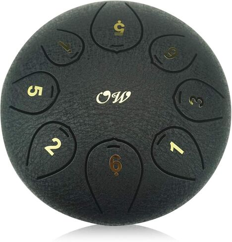 طبلة لسان فولاذية كبيرة مقاس 6 بوصات، طبلة خزان سوداء 8 ملاحظات مع زوجين من المطارق، صوت جميل وهادئ، مثالية للتأمل والشفاء، سهلة التعلم واللعب in Kuwait