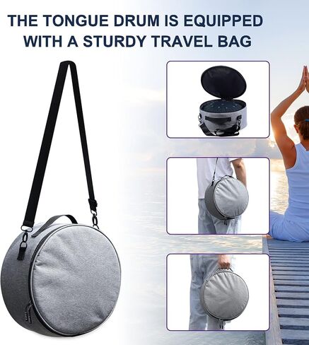 Ranch Steel Tongue Drum 12 Inches 11 Notes Handpan Drum C Key Percussion Instrument Hand Drum for Beginners Easy to Learn Tank Drum with Bag, Mallets, Music Book, Note Stickers, Finger Picks - Black in Kuwait