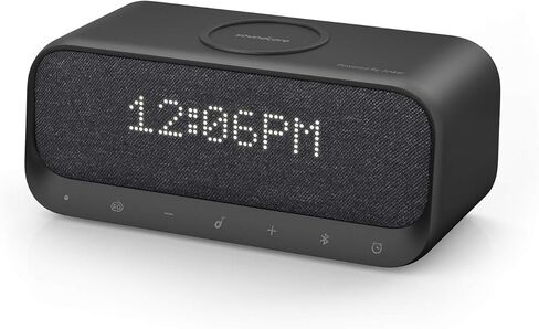 مكبر صوت بلوتوث، Soundcore Wakey مدعوم من Anker، ساعة منبه، صوت ستيريو، راديو FM، ضوضاء بيضاء، شاحن لاسلكي Qi مع شحن 7.5 واط لهاتف iPhone و10 واط لهاتف Samsung، أسود (متجدد) in Kuwait