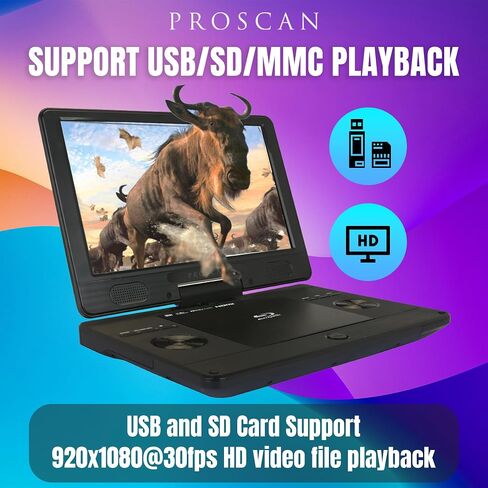سيلفانيا 11.4 بوصة 720 بكسل مشغل بلو راي محمول، DVD، CD، USB، SD متعدد الوسائط عالي الدقة HD (11.4 بوصة) in Saudi Arabia