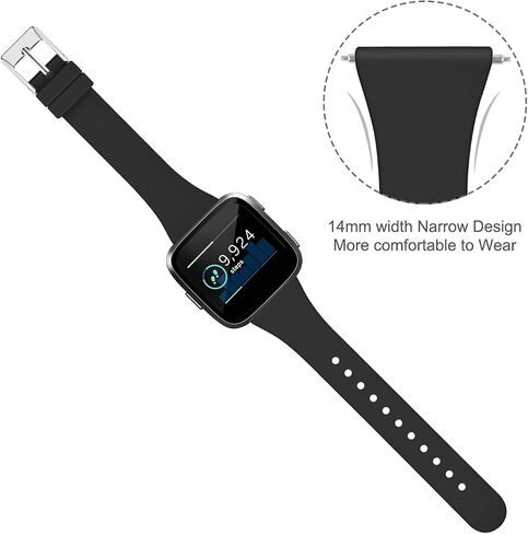 Tobfit Pack 3 أحزمة رفيعة متوافقة مع Fitbit Versa 2 Bands/ Versa/ Versa Lite/SE، سوار معصم بديل من السيليكون للنساء والرجال، مقاس صغير، أسود/رمادي/وردي in Saudi Arabia
