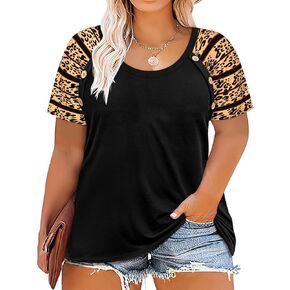TIYOMI Plus Size Tops for Women Round Neck Square Neck T Shirts Summer Casual Short Sleeve Tunic Blouses XL-5XL in Kuwait