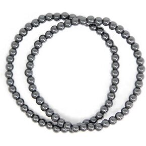 SM Stainless Steel Gold Silver Rose Gold Beaded Ball Bracelets Set for Women Stretchable Elastic Bracelet (Set 4pcs - 4mm Solid Silver)