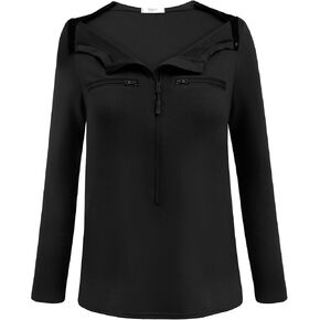 Deyeek Chemo Port Shirts for Women 2 Side Snaps Long Sleeve Shoulder Post Surgery Clothing Dialysis Breast Cancer Shirts
