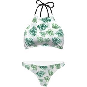 بدلة سباحة بكيني بطباعة عصرية من Babrukda برقبة عالية للنساء والفتيات وبطانة شبكية سريعة الجفاف in Kuwait