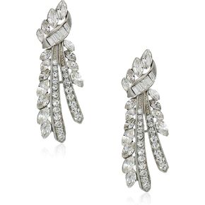 Ben-Amun Drop Earrings with Swarovski Crystals, Silver Plated, Fashion Jewelry for Women, Made in New York