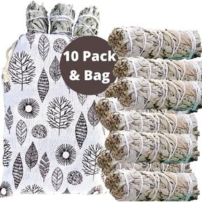 SAGE SMUDGE Sticks, 5 White Sage Bundles Bulk Refill & Shaman Smudge Kit Storage Bag! California White Sage Smudging Sticks, Organic Freshly Dried Incense Sage Stick Set, Sustainable! (5, Large Bag) in Saudi Arabia