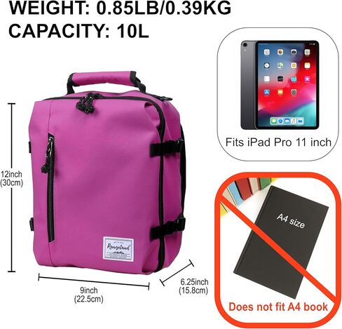 Rangeland Kids Travel Backpack Suitcase Style Lightweight Carry-On Weekender Bag 10L Daypack with Tablet Sleeve and Chest Strap,Black in Kuwait