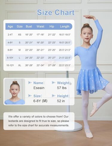 DIPUG Ballet Leotards for Girls with Skirt Shiny Toddler Dance Leotard Butterfly Long Sleeve in Kuwait